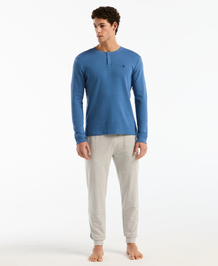 Long Sleeve Henley Shirt (Federal Blue) 