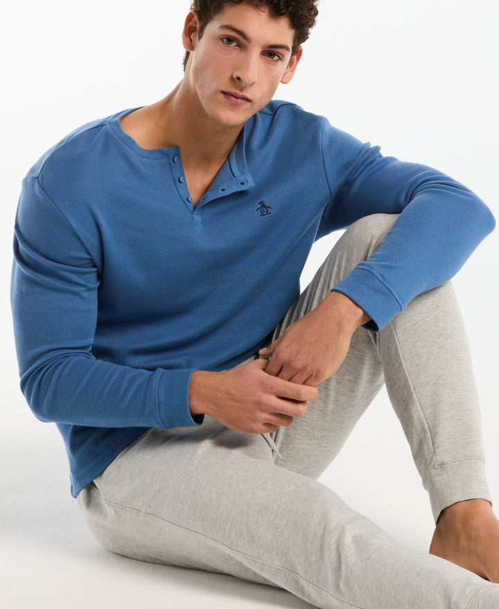 Long Sleeve Henley Shirt (Federal Blue) 
