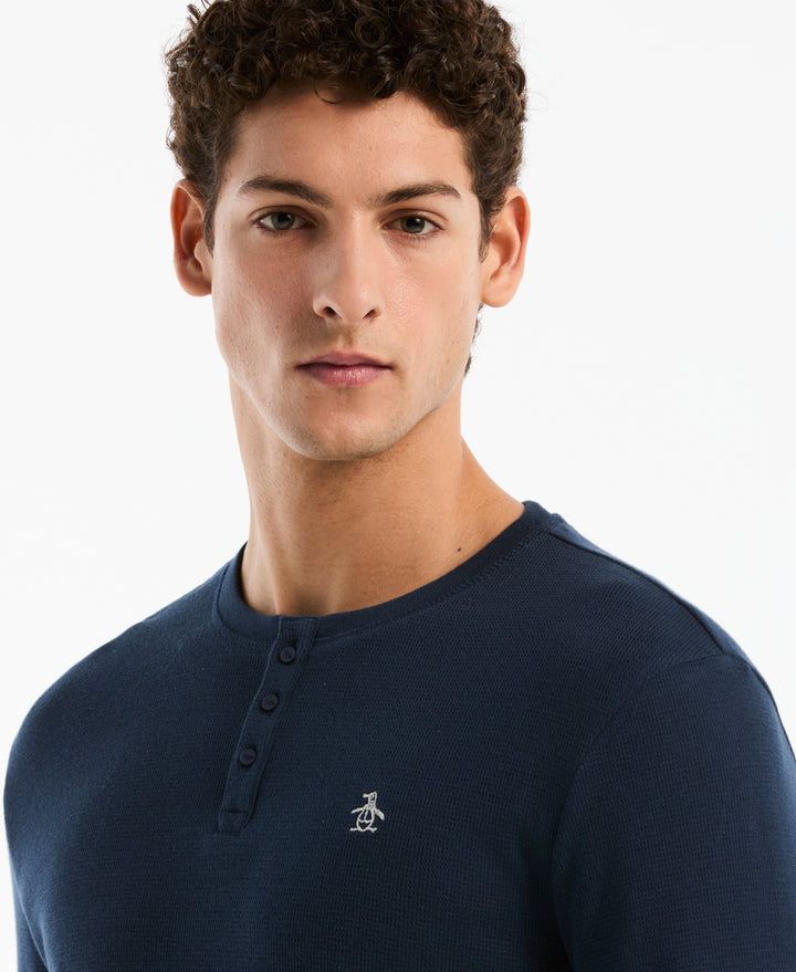 Long Sleeve Henley Shirt (Navy Iris) 