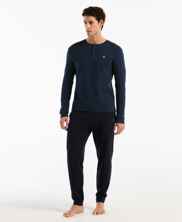 Long Sleeve Henley Shirt (Navy Iris) 