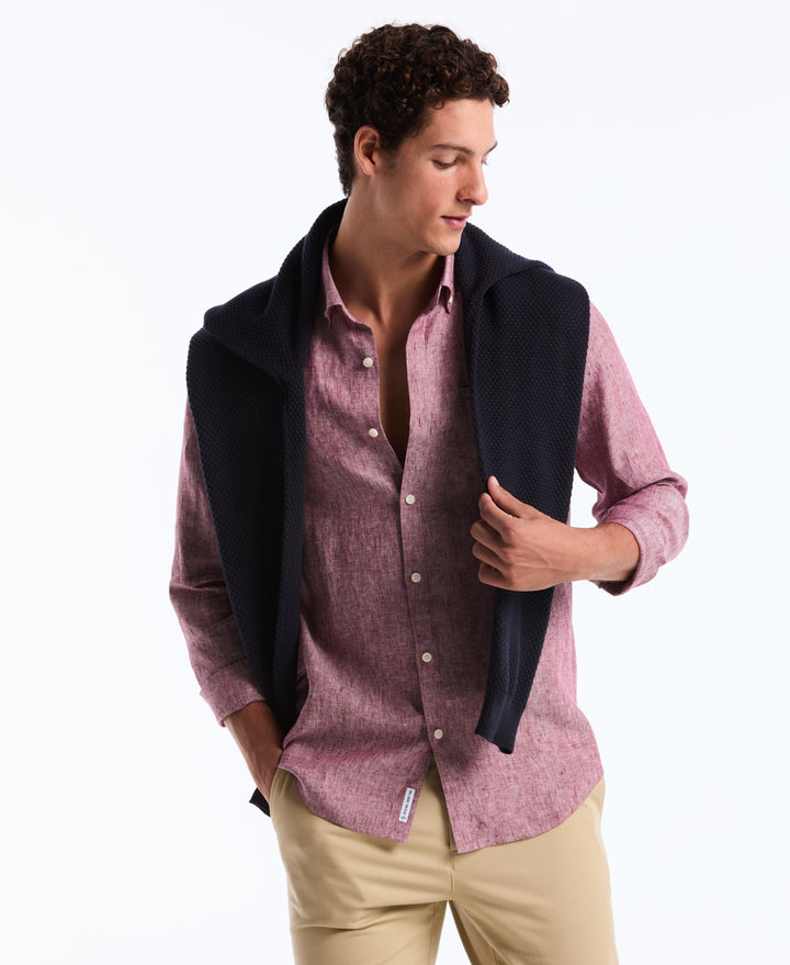 Washed Linen Shirt (Cabernet) 