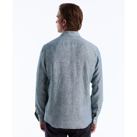 Long Sleeve Washed Linen Shirt-Shirts-Original Penguin