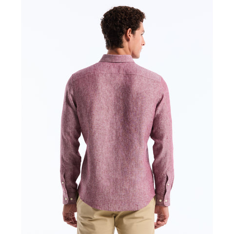 Long Sleeve Washed Linen Shirt-Shirts-Original Penguin