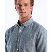 Long Sleeve Washed Linen Shirt-Shirts-Original Penguin