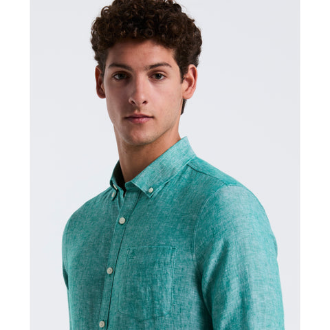 Washed Linen Shirt (Cadmium Green) 