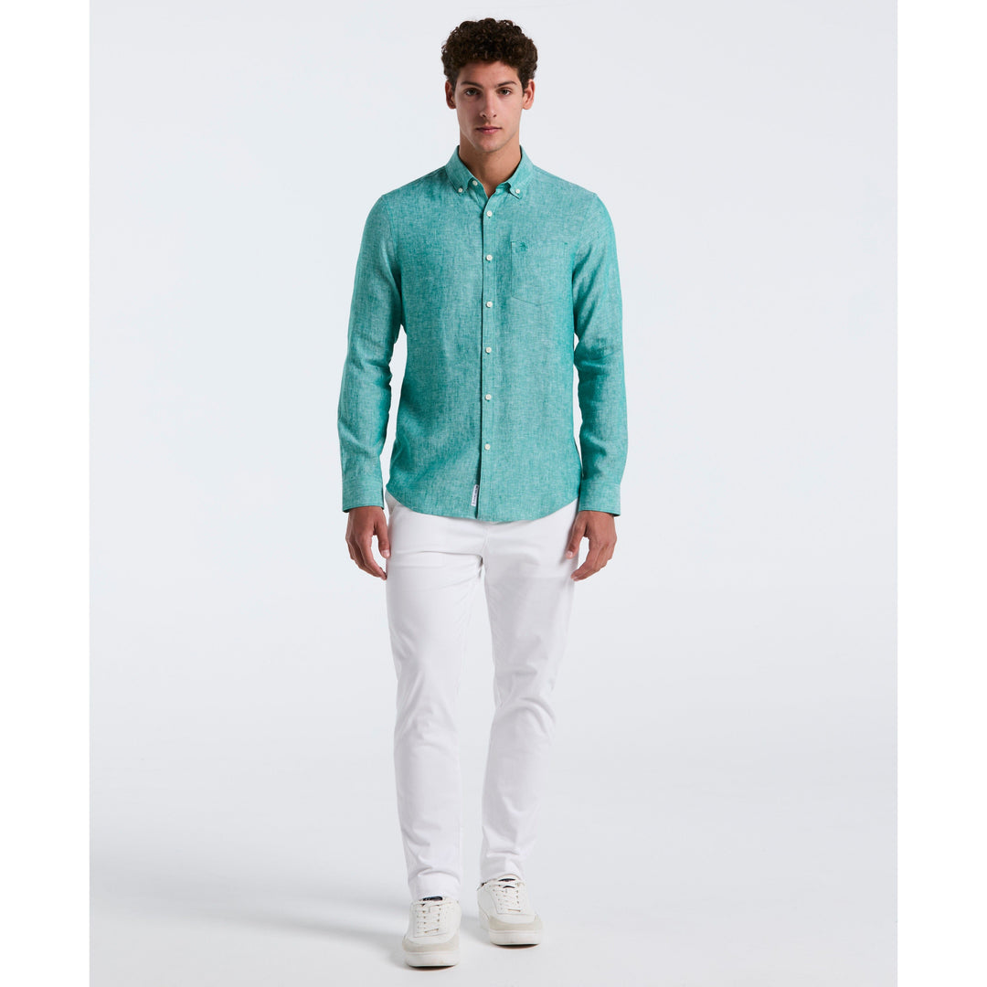 Washed Linen Shirt (Cadmium Green) 