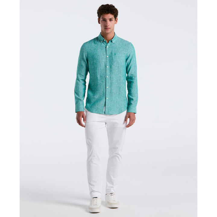 Washed Linen Shirt (Cadmium Green) 