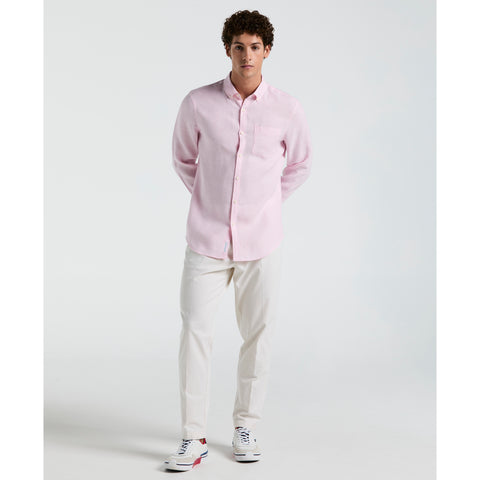Long Sleeve Washed Linen Shirt-Shirts-Original Penguin