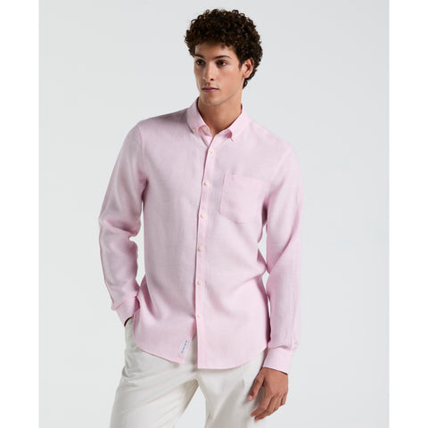 Long Sleeve Washed Linen Shirt-Shirts-Parfait Pink-XS-Original Penguin