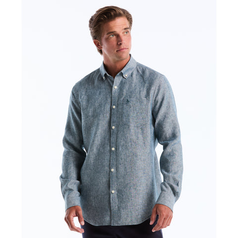 Long Sleeve Washed Linen Shirt-Shirts-Reflecting Pond-XS-Original Penguin