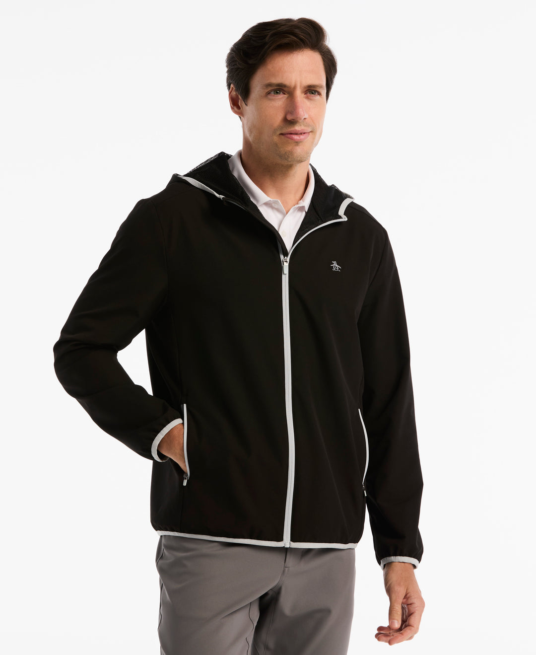 Long Sleeve Wind Jacket-Golf Jackets-Caviar-XS-Original Penguin