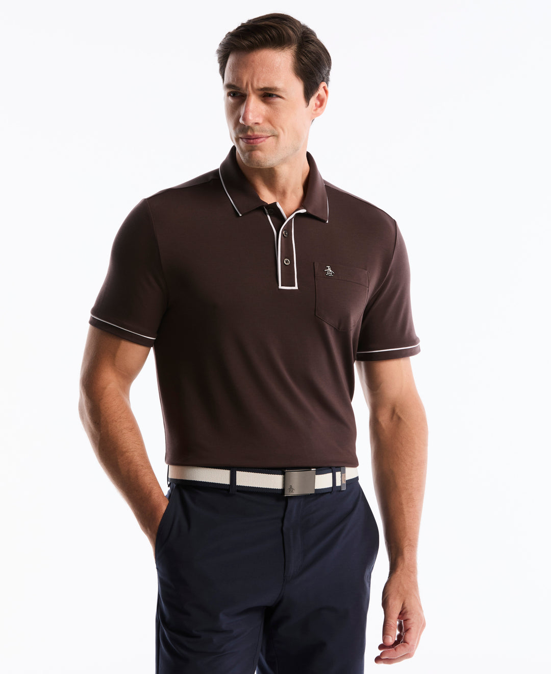 Luxe Heritage Earl Golf Polo-Golf Polos-Chocolate Torte-XS-Original Penguin