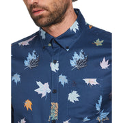 Maple Leaves Print Shirt (Poseidon Blue) 