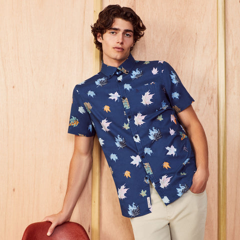 Maple Leaves Print Shirt-Shirts-Original Penguin