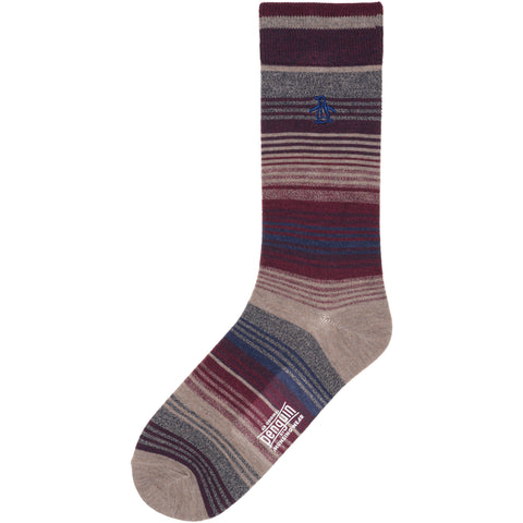 Marled Stripe Dress Sock-Socks-Brown-OS-Original Penguin