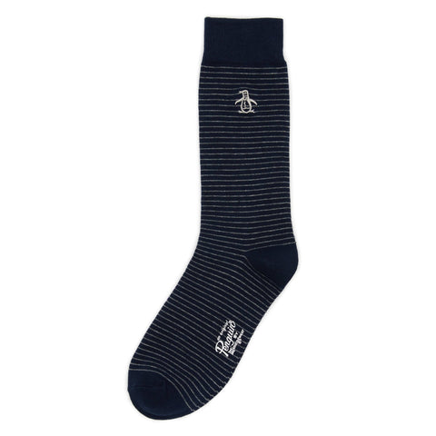 Martin Stripe Dress Sock  (Navy) 