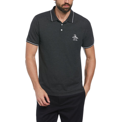 Cotton Blend Pique Mega Pete Polo (Dk Charcoal Heather) 