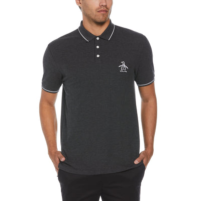 Cotton Blend Pique Mega Pete Polo (Dk Charcoal Heather) 