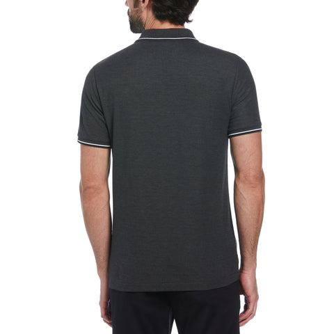 Cotton Blend Pique Mega Pete Polo (Dk Charcoal Heather) 