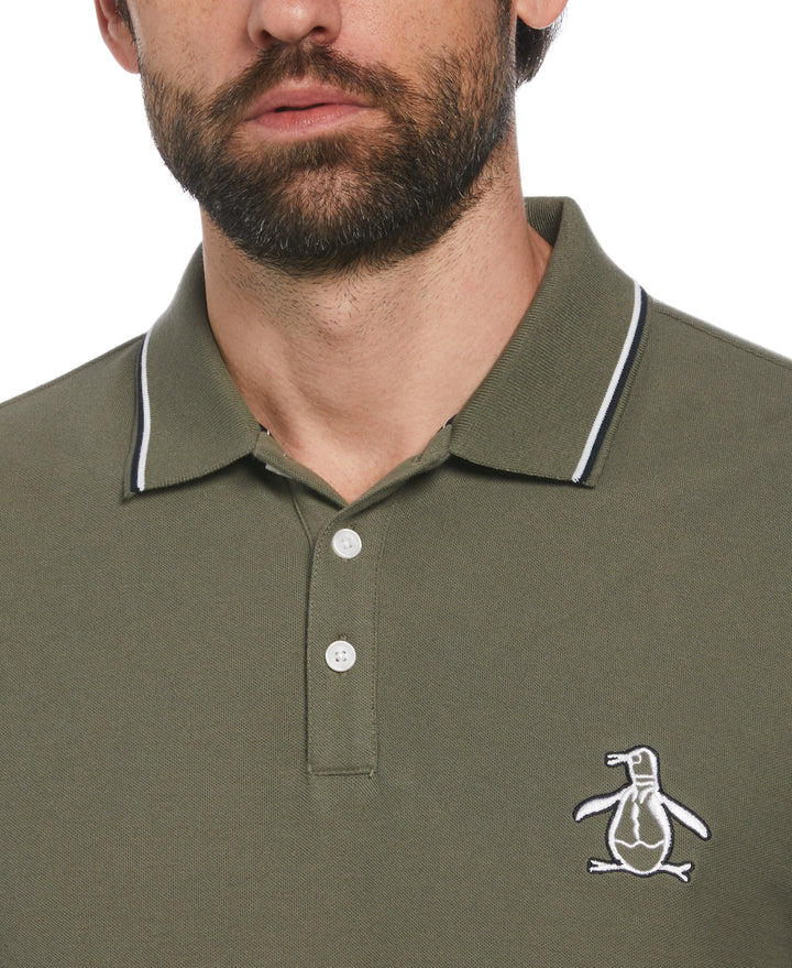 Cotton Pique Mega Pete Polo (Dusty Olive) 
