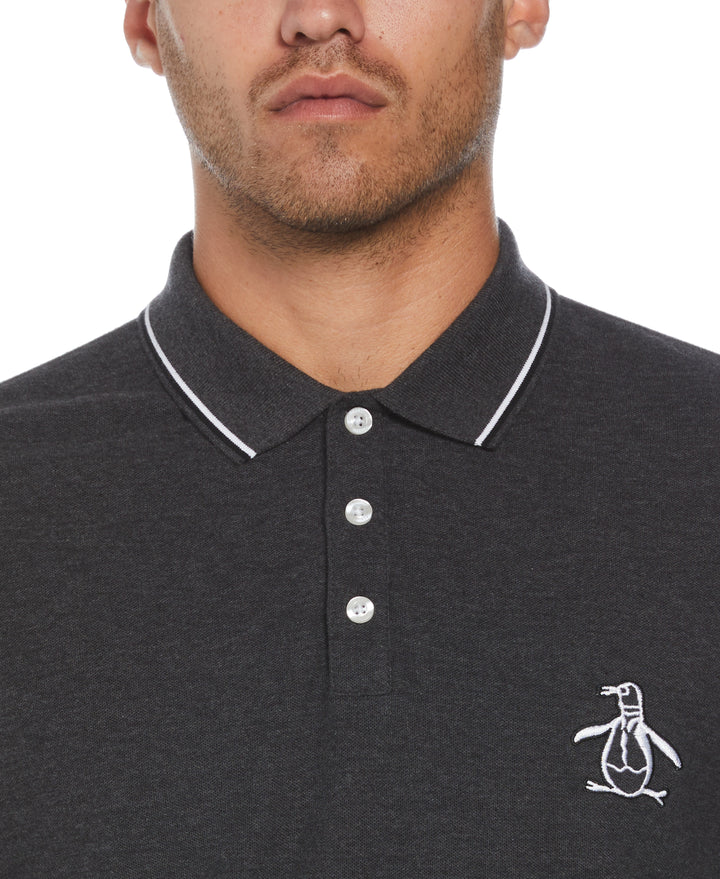 Mega Pete Pique Polo (Dk Charcoal Heather) 