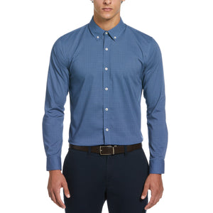 Melange Dot Print Dress Shirt  (Blue) 