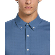 Melange Dot Print Dress Shirt  (Blue) 