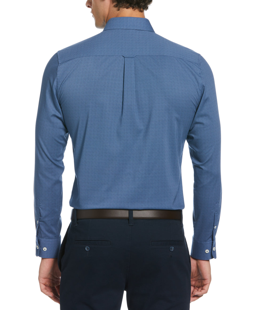 Melange Dot Print Dress Shirt  (Blue) 