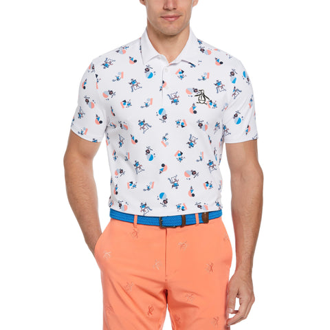 Memphis Pete Print Short Sleeve Golf Polo Shirt (Bright White) 
