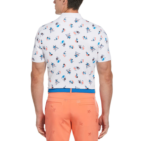 Memphis Pete Print Short Sleeve Golf Polo Shirt (Bright White) 