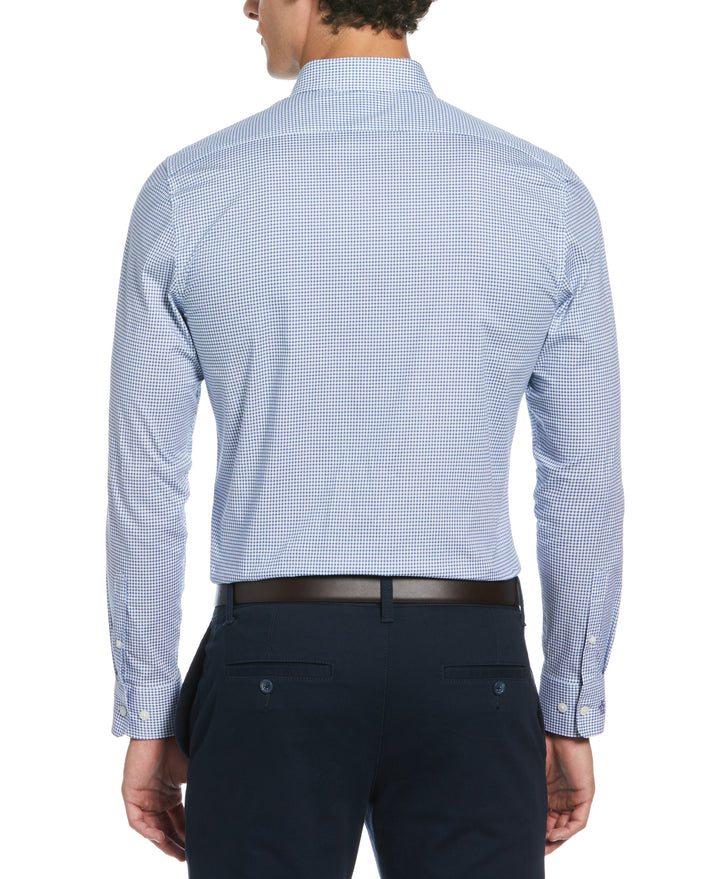 Micro Check Print Dress Shirt  (Blue) 