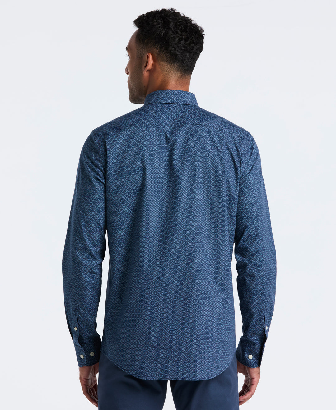 Cotton Micro Diamond Long Sleeve Shirt (Sargasso Sea) 
