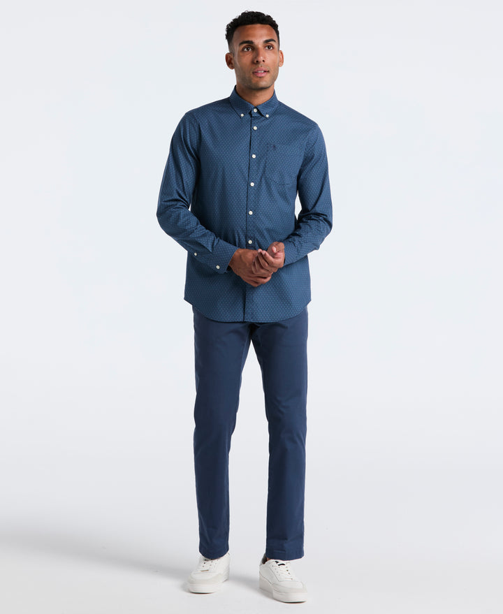 Cotton Micro Diamond Long Sleeve Shirt (Sargasso Sea) 