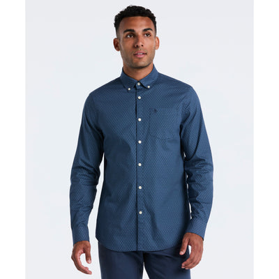 Cotton Micro Diamond Long Sleeve Shirt (Sargasso Sea) 