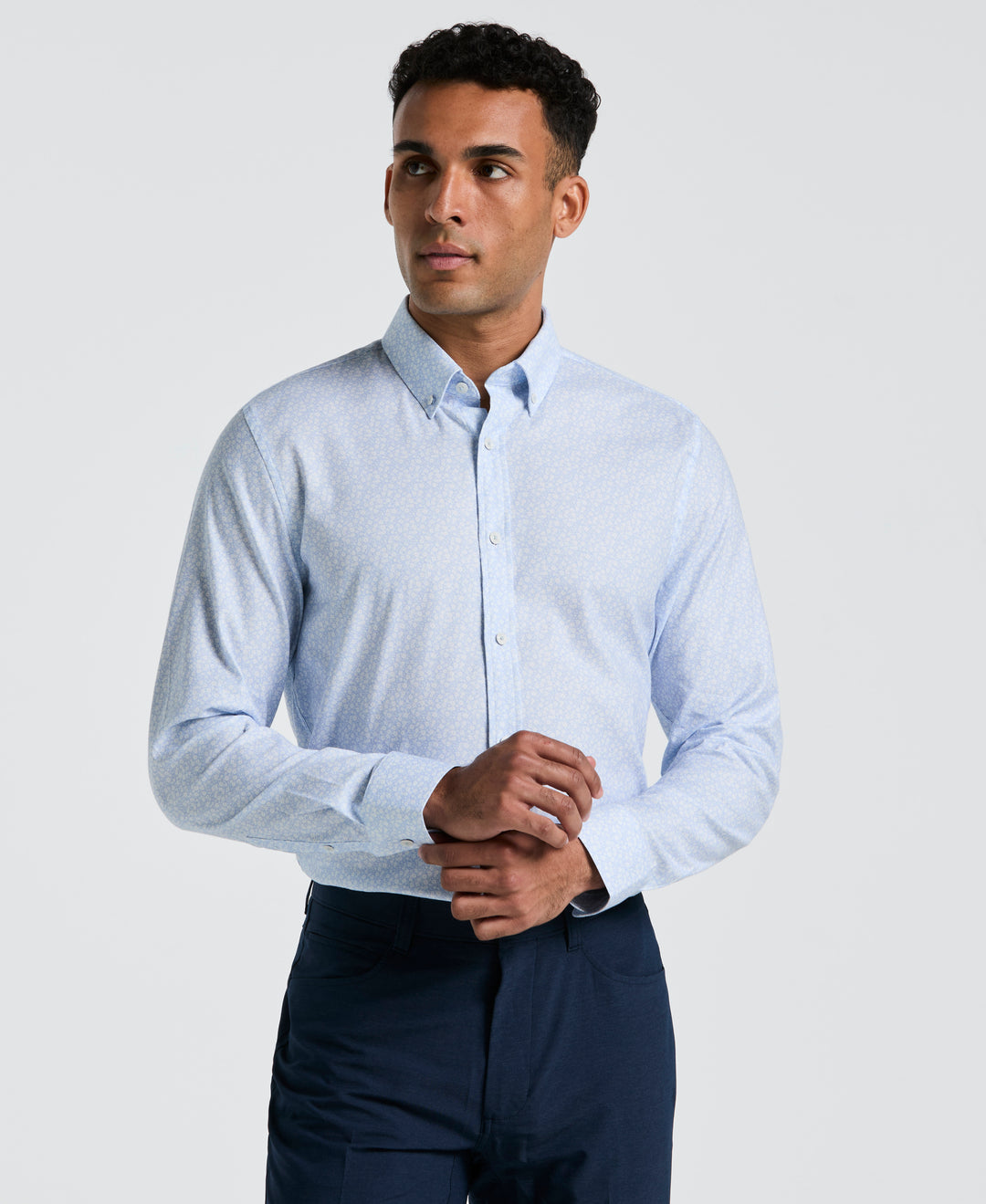 Micro Flower Fields Print Dress Shirt (Blue Dust) 