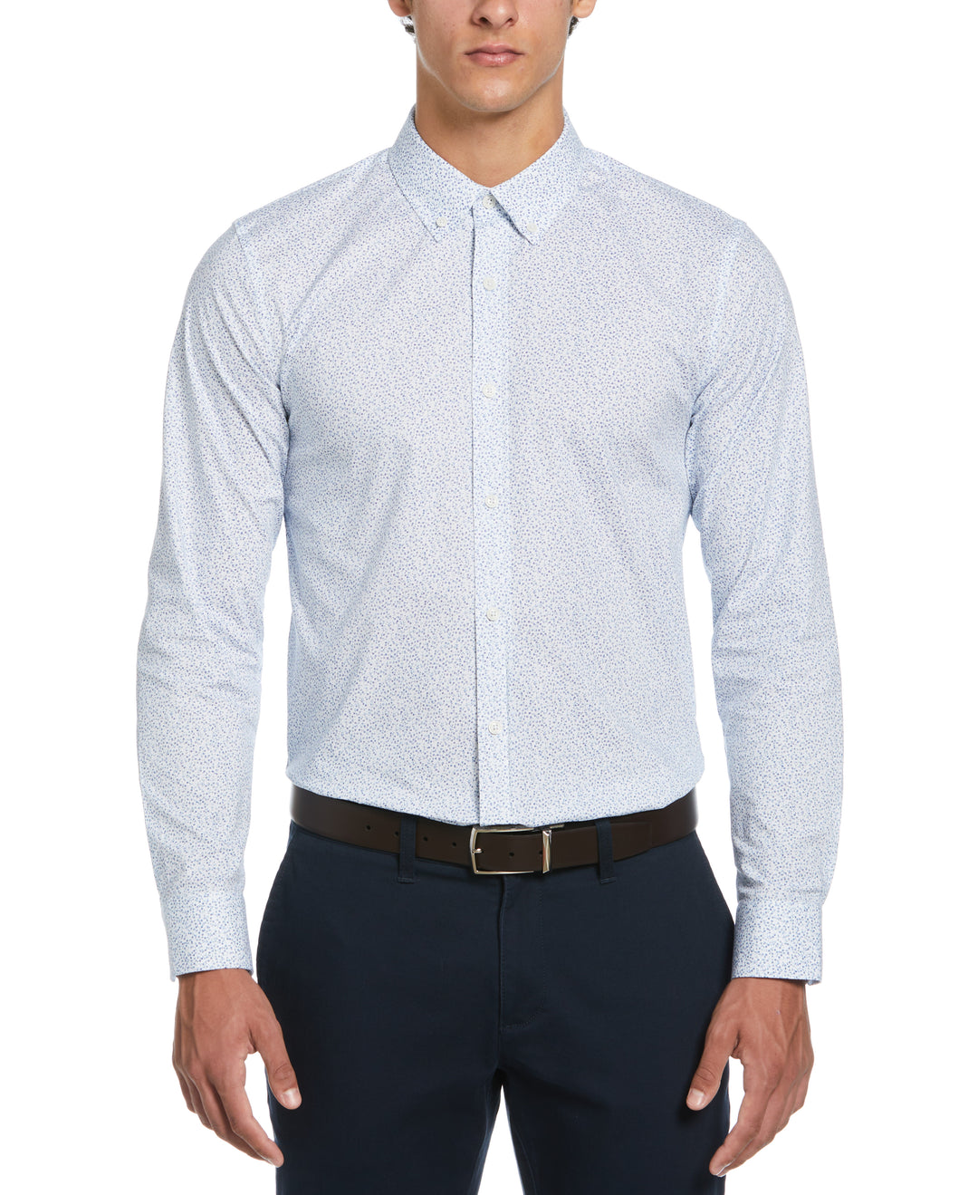 Micro Floral Print Dress Shirt (Blue) 