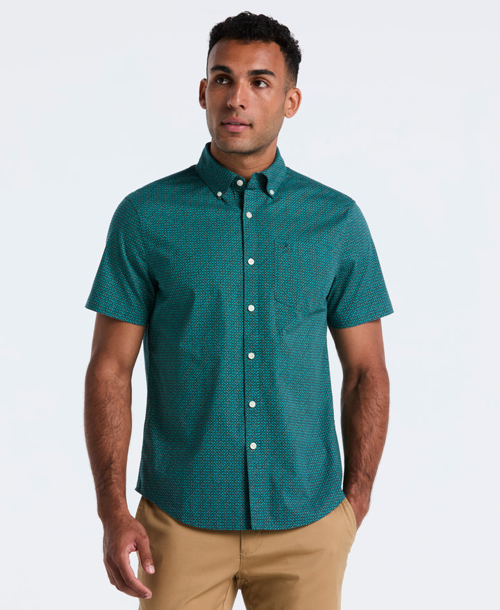 Cotton Stretch Micro Geo Print Shirt (Bayou) 