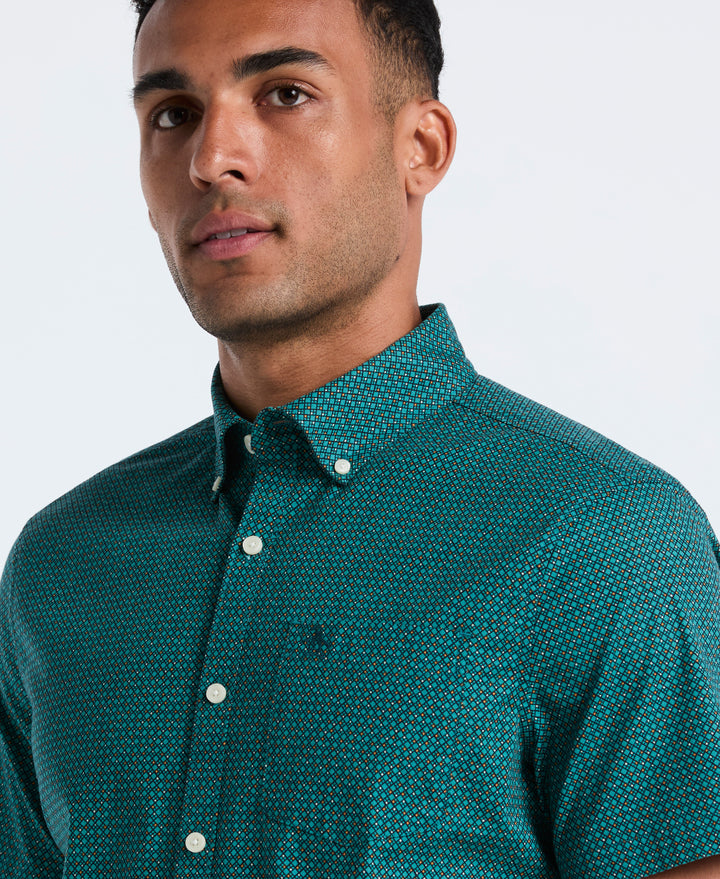Cotton Stretch Micro Geo Print Shirt (Bayou) 