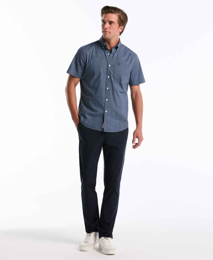 Cotton Stretch Micro Geo Print Shirt (Copen Blue) 