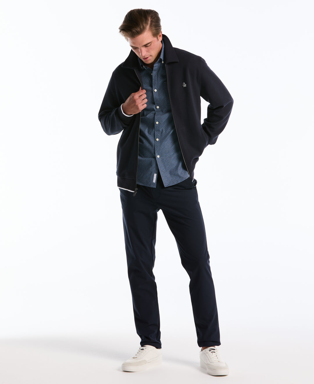 Cotton Stretch Micro Geo Print Shirt (Copen Blue) 
