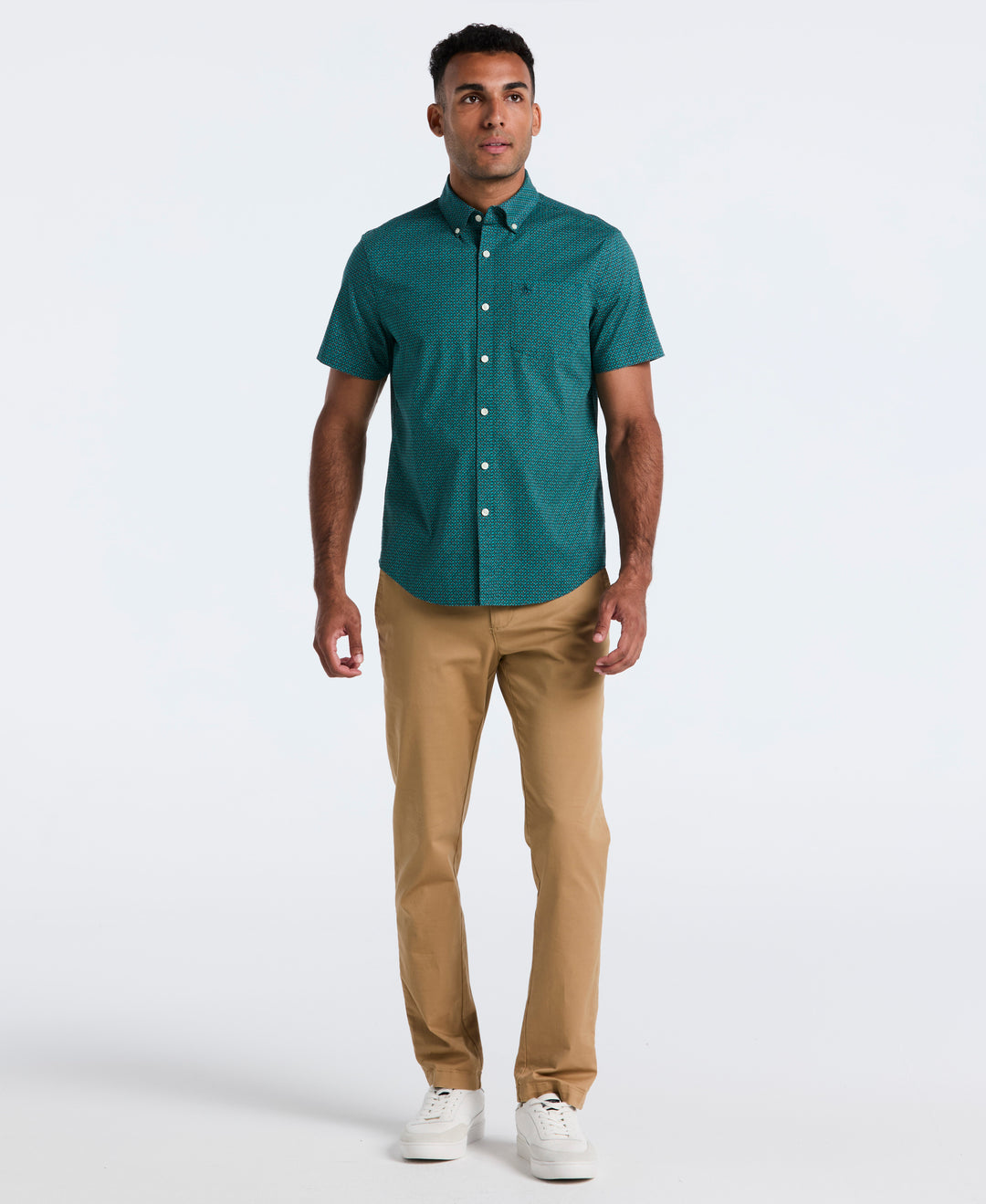 Cotton Stretch Micro Geo Print Shirt (Bayou) 