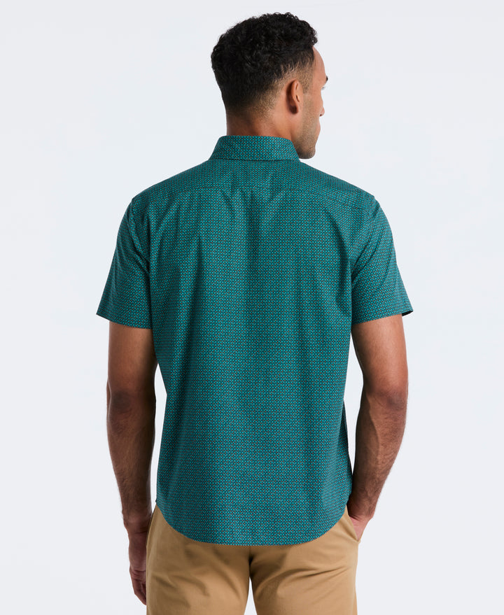 Cotton Stretch Micro Geo Print Shirt (Bayou) 