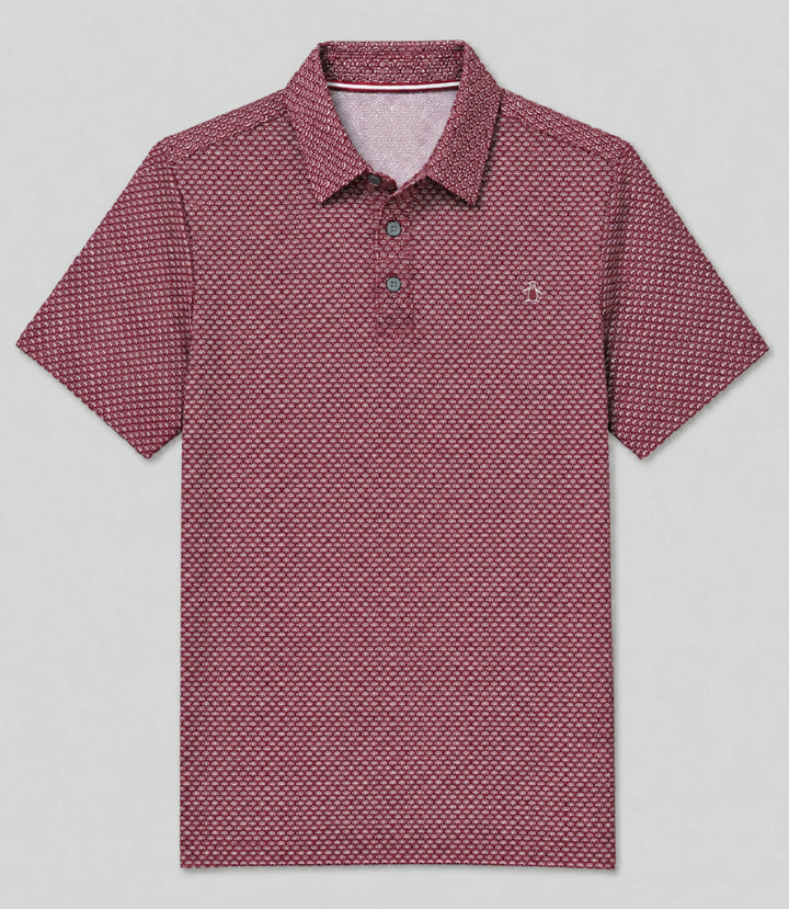 Mid Century Geo Golf Polo-Golf Polos-Burgundy-XS-Original Penguin