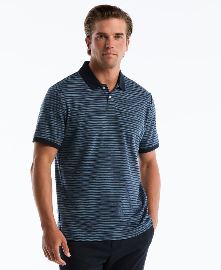 Cotton Mini Fairisle Jacquard Polo (Dark Sapphire) 