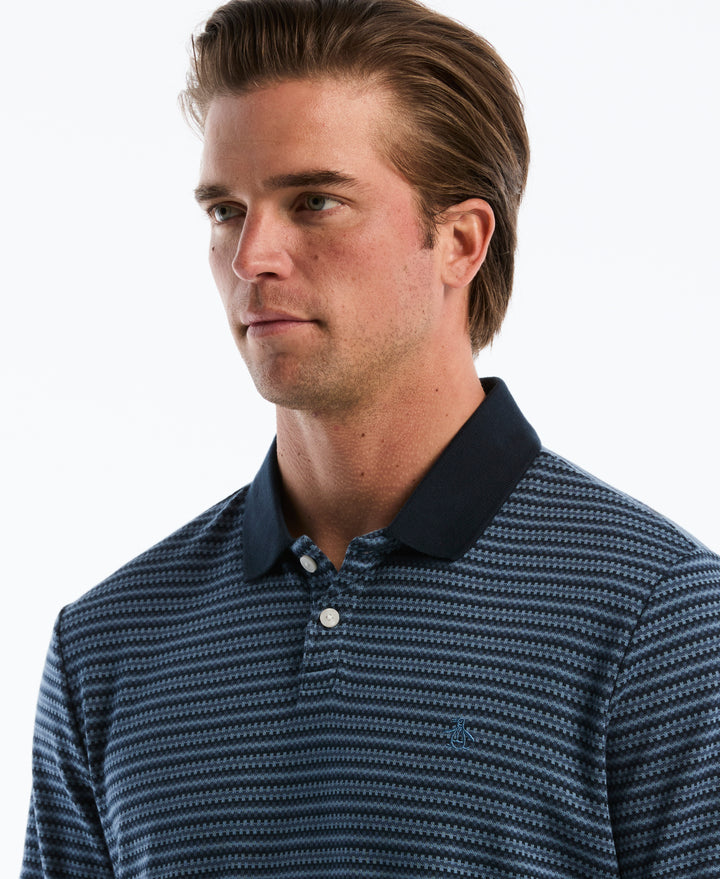 Cotton Mini Fairisle Jacquard Polo (Dark Sapphire) 