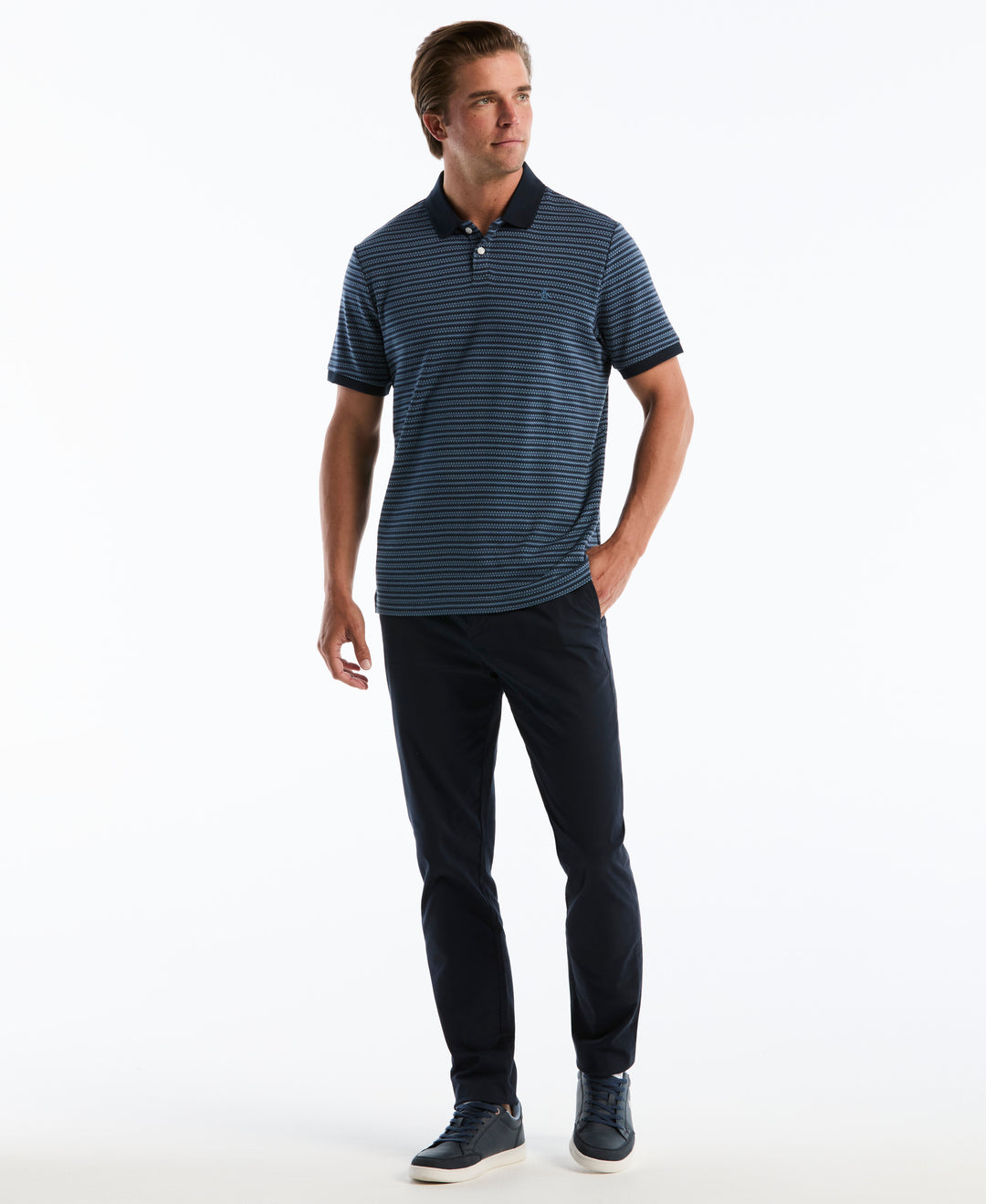 Cotton Mini Fairisle Jacquard Polo (Dark Sapphire) 