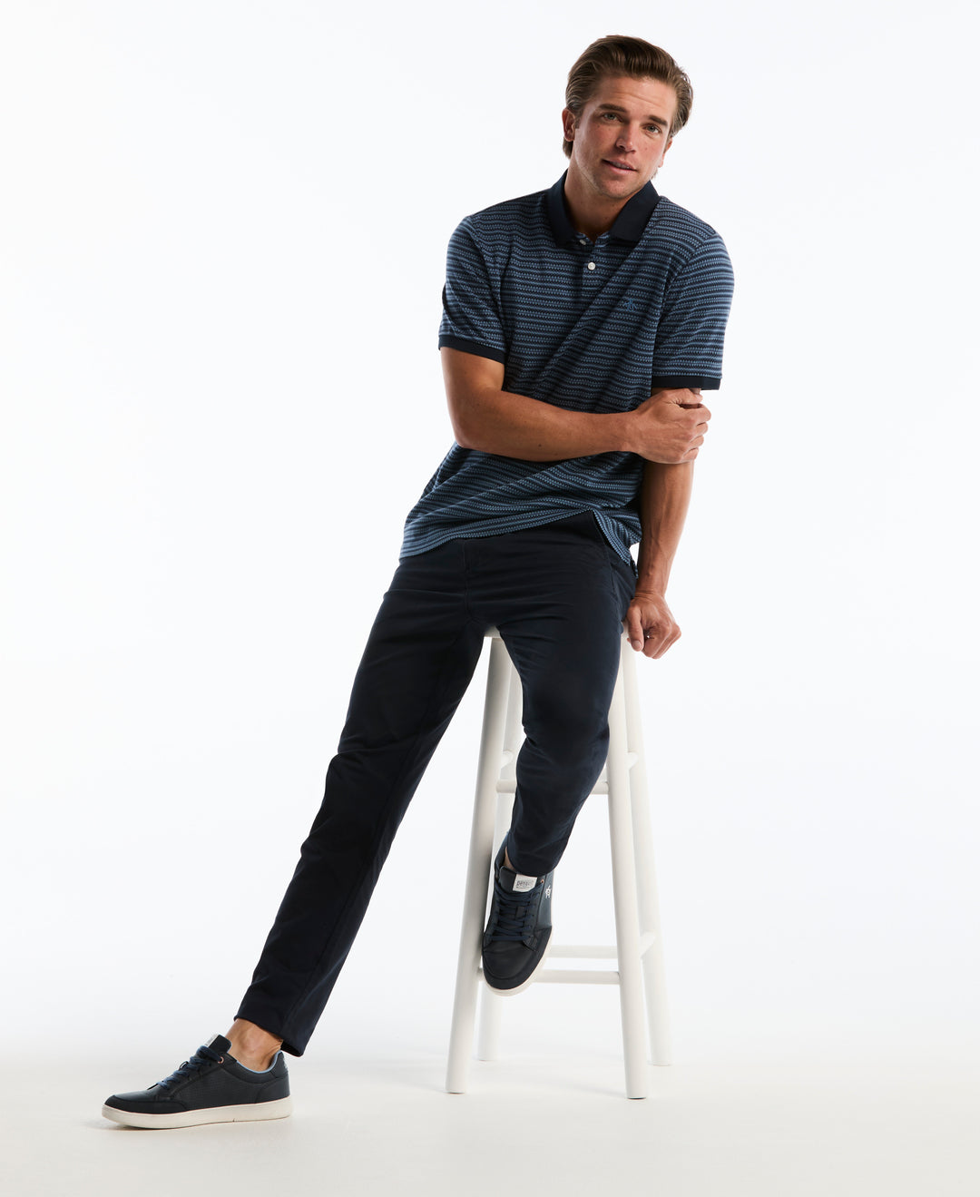 Cotton Mini Fairisle Jacquard Polo (Dark Sapphire) 