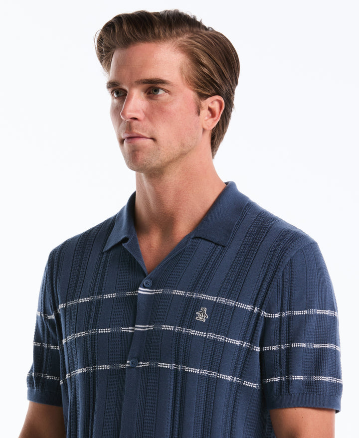 Mix Rib Button Sweater Polo (Sargasso Sea) 