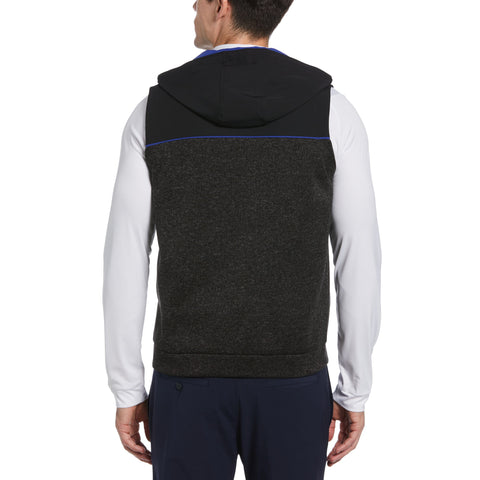 Mixed Media Fleece Golf Hoodie Vest (Dark Caviar Heather) 