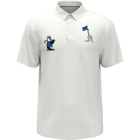 Mixed Media Polar Pete Print Polo (Bright White) 